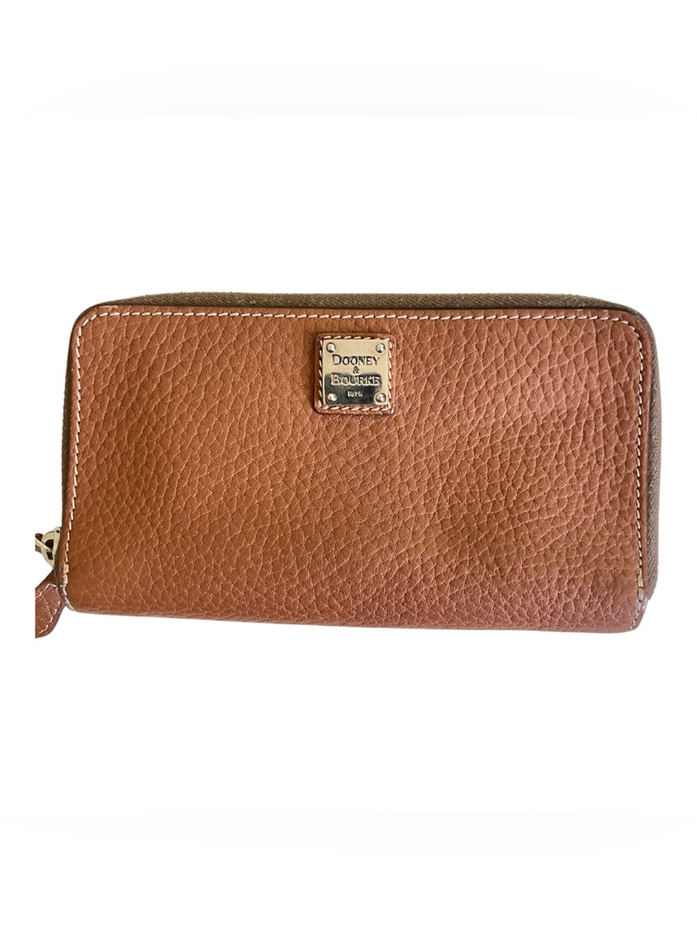 Dooney Bourke Carmel pebbled leather dual zip around wallet 7”